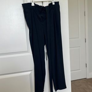 Loft navy blue high waisted paper bag pant with tie. Size large.